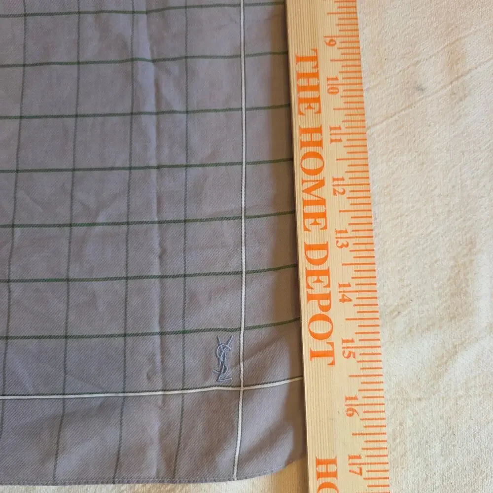 Vintage Yves Saint Laurent Plaid Cotton Bandana Handkerchief